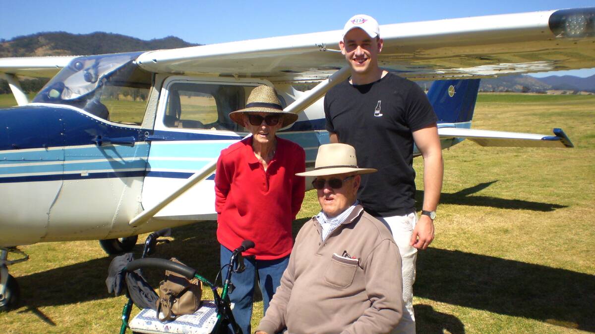 Ian and Angela Sampson with their grandson, William Taylor at Gloucester Aero Club. Photo Mark Sampson