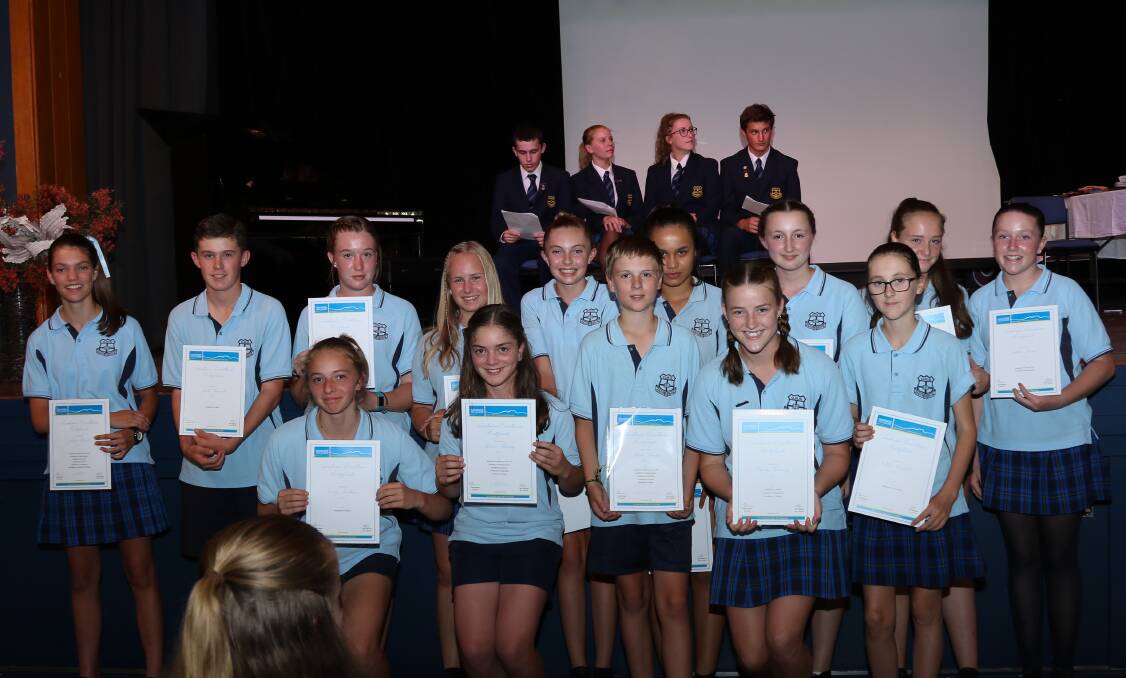 Year seven students with their academic awards. Photo: Sharon Benson Photography