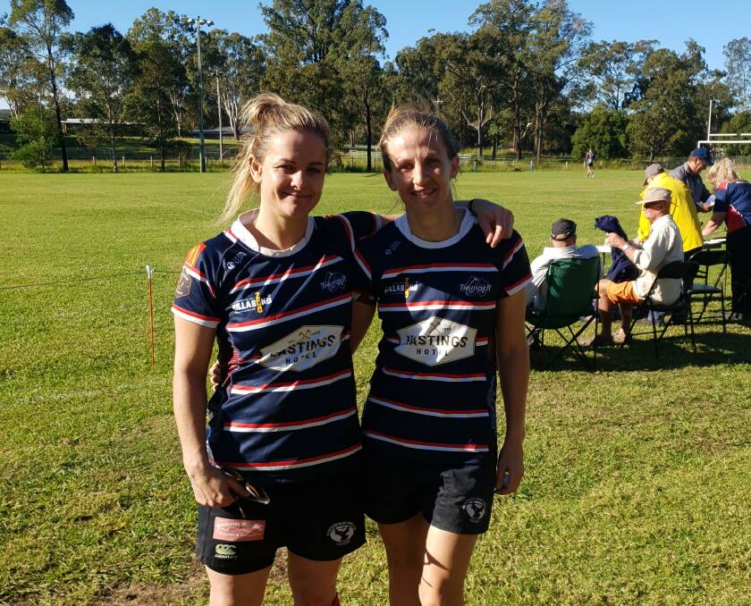 Gloucester players Kelly Rees and Kayla Jory are wearing the Wauchope jersey this season. Photo Kirsten Jory