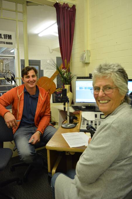 Gloucester High School teacher, Mike De Angelis during his 2017 interview by Lorna Tomkinson on the radio. Photo Anne Keen 
