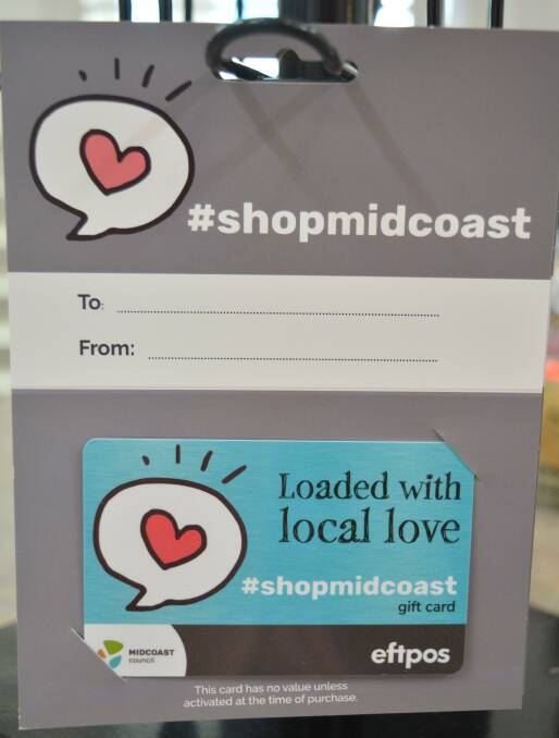 The #shopmidcoast gift card can be purchase online as well as in some Mid Coast businesses.