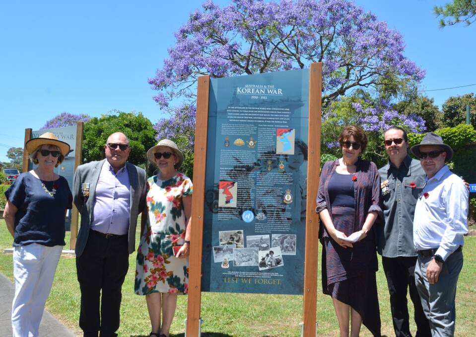 Shauna Behan, Neil and Anneliese Whipp, Julie, Rob and Bill Gunns represented the Sansom family at the Korean War plaque unveiling. Photo Anne Keen