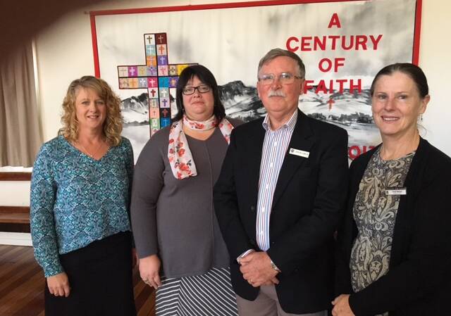 Pictured from left: Ruth Edwards, Anna Burley, John Williamson, Uniting Church Chairperson, and Trudi Edman.