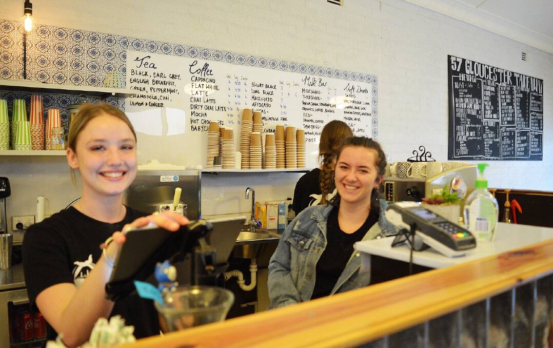 Grace Solomon and Mackayla Battams are happy to be back at work ta Gloucester 57. 