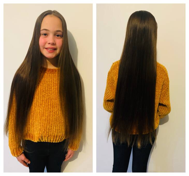 Ten-year-old Olivia Wade is cutting her very long hair and raising money for other children. Photos supplied.