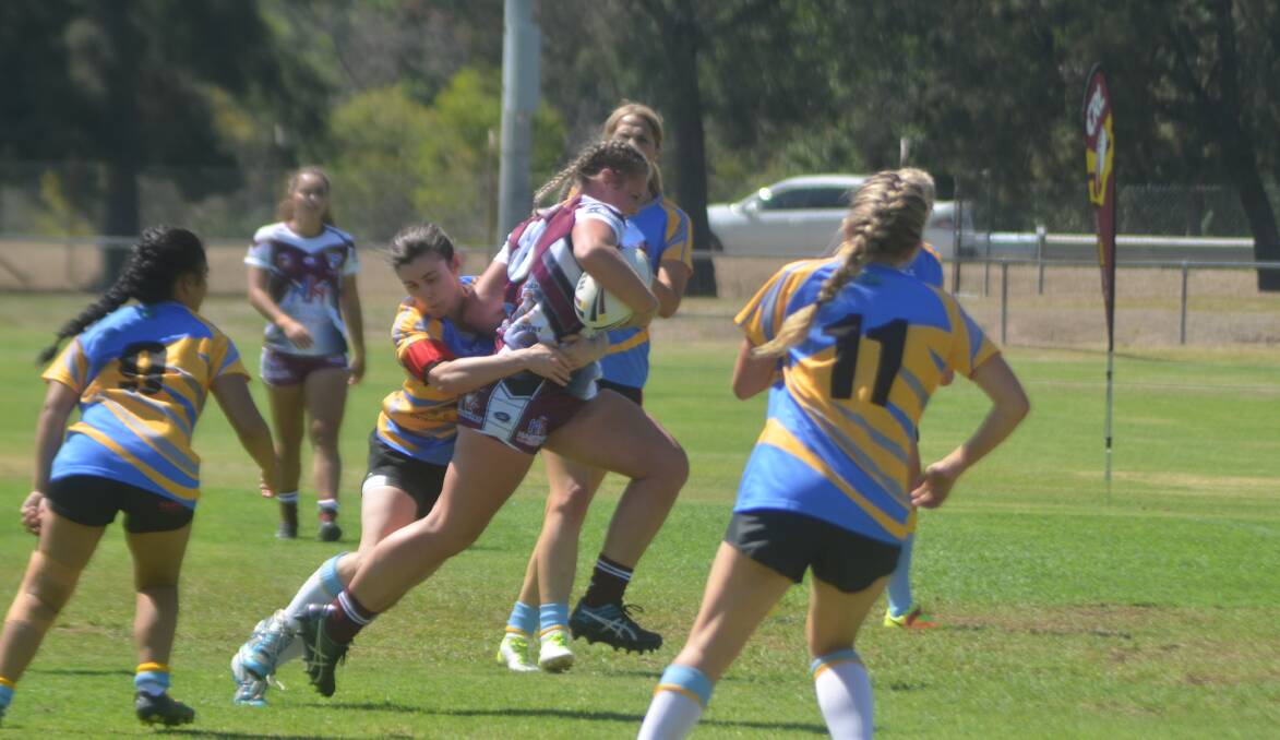 Tayla Predebon (number 8) making her play as part of the Hastings League ladies representative side at the CRL selection trials. Photo Rod Thompson