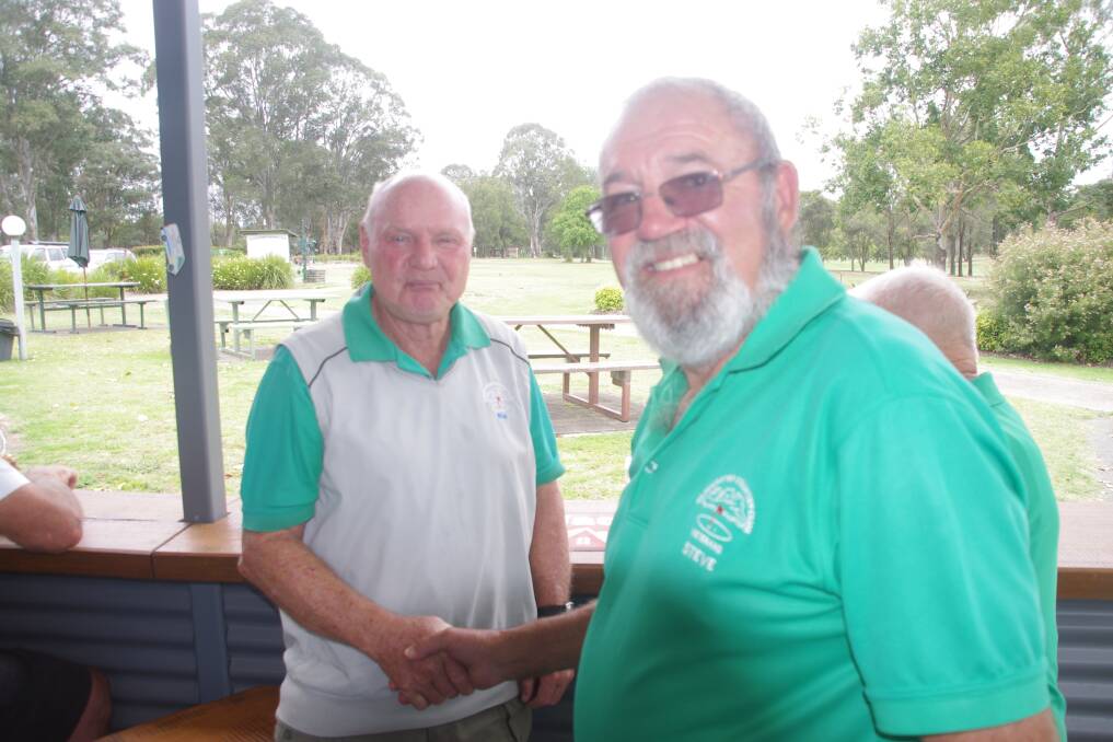 Veterans golf winner Rick Paff with Steve Hurworth. Photo supplied