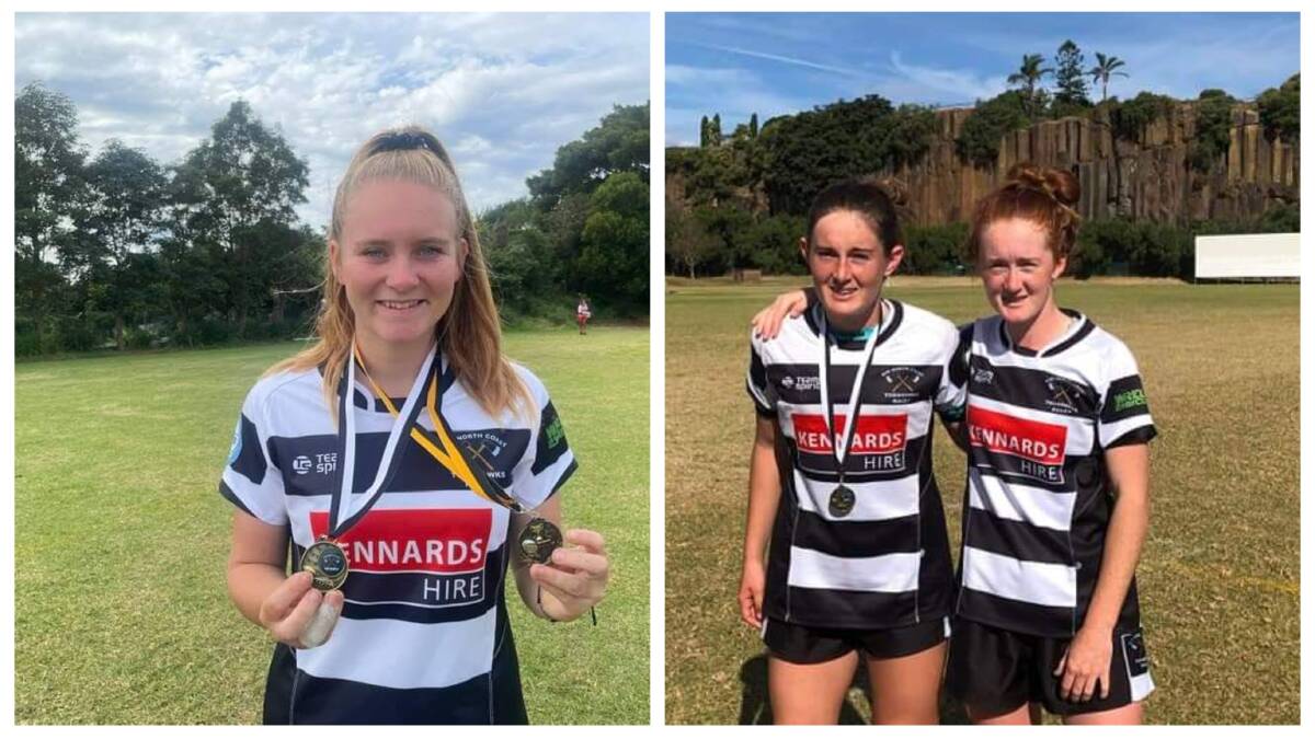 Gloucester's Amy Shultz played for the Mid North Coast Tomahawks under 18s girls while Emily and Olivia Marsh played for the under 16s. Photos supplied