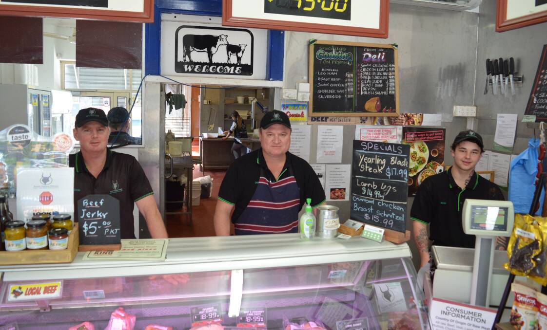 Doug Doolan, Dave Fraser and Beau Holden have been flat out trying to keep up with demand at Avon Valley Meats. Photo Anne Keen