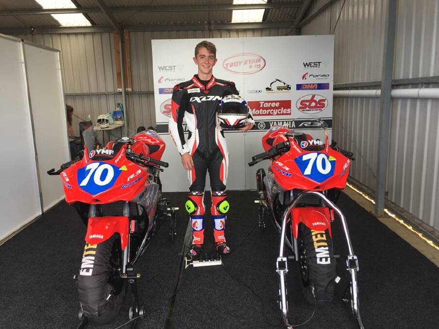 Troy Ryan gets ready to race down at Phillip Island. Photo supplied