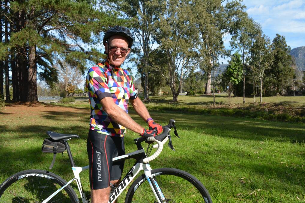 Preparation: Mike King's racking up the kilometres in readiness for the month-long cycle from Perth to Newcastle. Photo Anne Keen