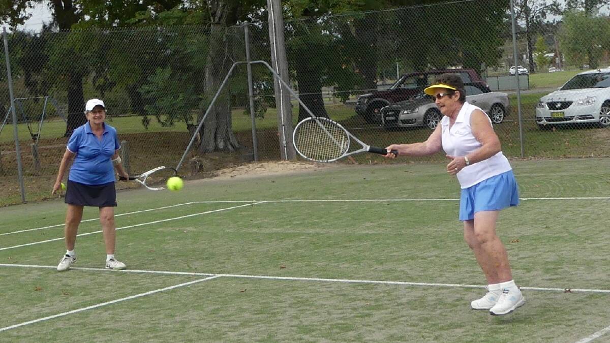 Margaret Wayte (born and bred Gloucester and now lives in Forster) initiated the Seniors Tournament in 1988 is playing with Denise Martin. Photo supplied