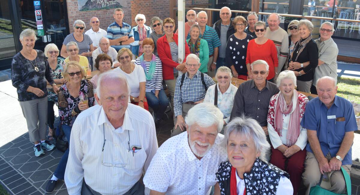 Grahame Holstein joins Brian and Nancy Burley and the rest of the Port Macquarie Probus Club walkers at the Avon Valley Inn. Photo Anne Keen