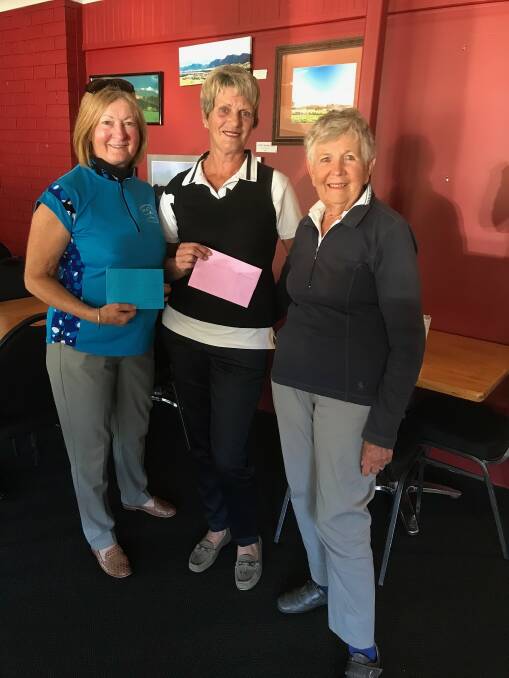 Ladies golf 4BBB Stableford Championship winners - Cheryl Goodrich and Ev Blanch with sponsor Ann Mullen.