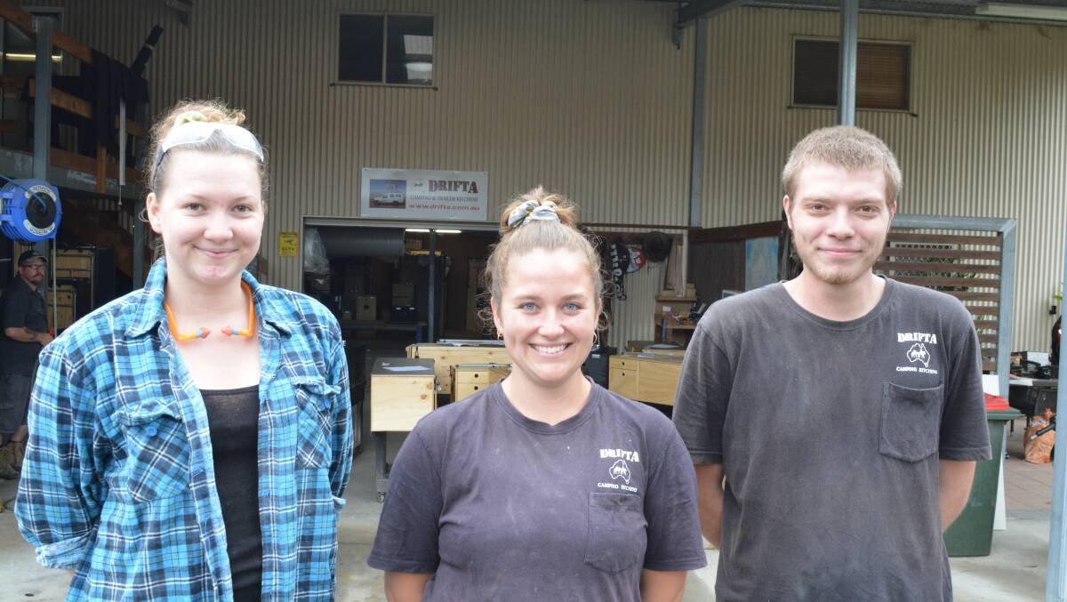 Full fledged tradies: Temyka Lawlor, Ella Walker and Kody Prosser have finished their apprenticeships. Photo: Anne Keen