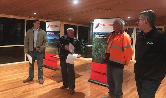 John Walton representing the Mid Coast Science and Engineering Challenge​ being presented with funding support from Stratford Coal. Photo supplied