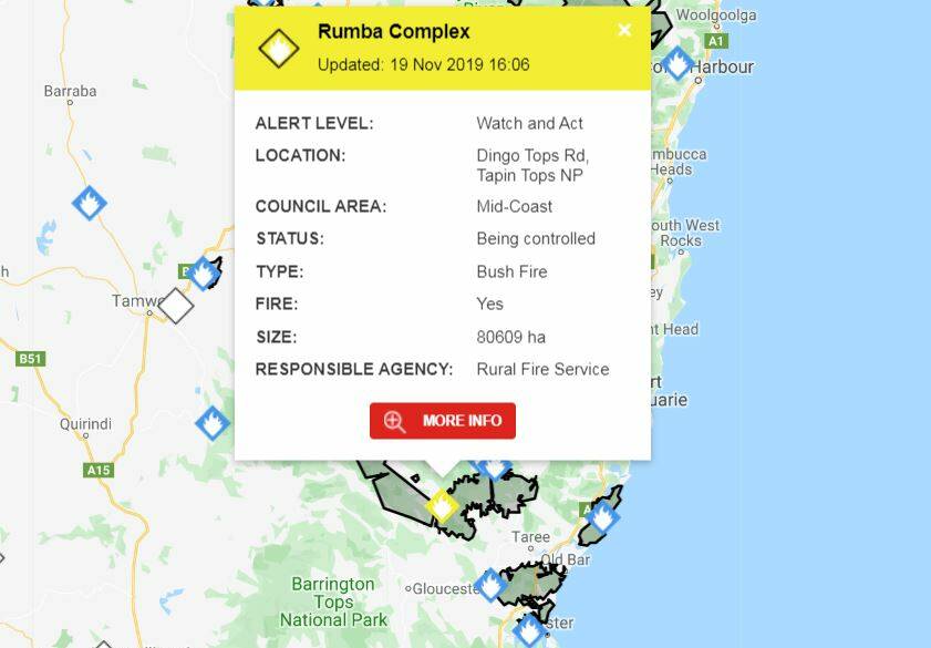 Fire north of Mount George on Watch and Act