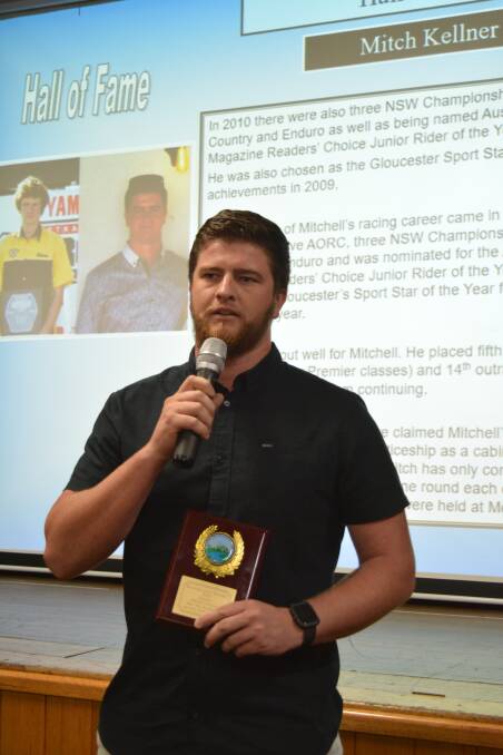 Mitch Kellner gave a talked about his years riding at the 2019 Gloucester Sports Awards when being accepted into the Hall of Fame. Photo: Anne Keen