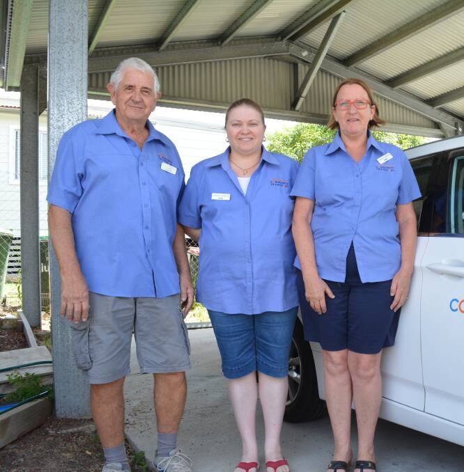 Helping the community: Gordon McNally, Leigh Najdovski and Beth Gibson got involved with community transport as volunteers to help others. 