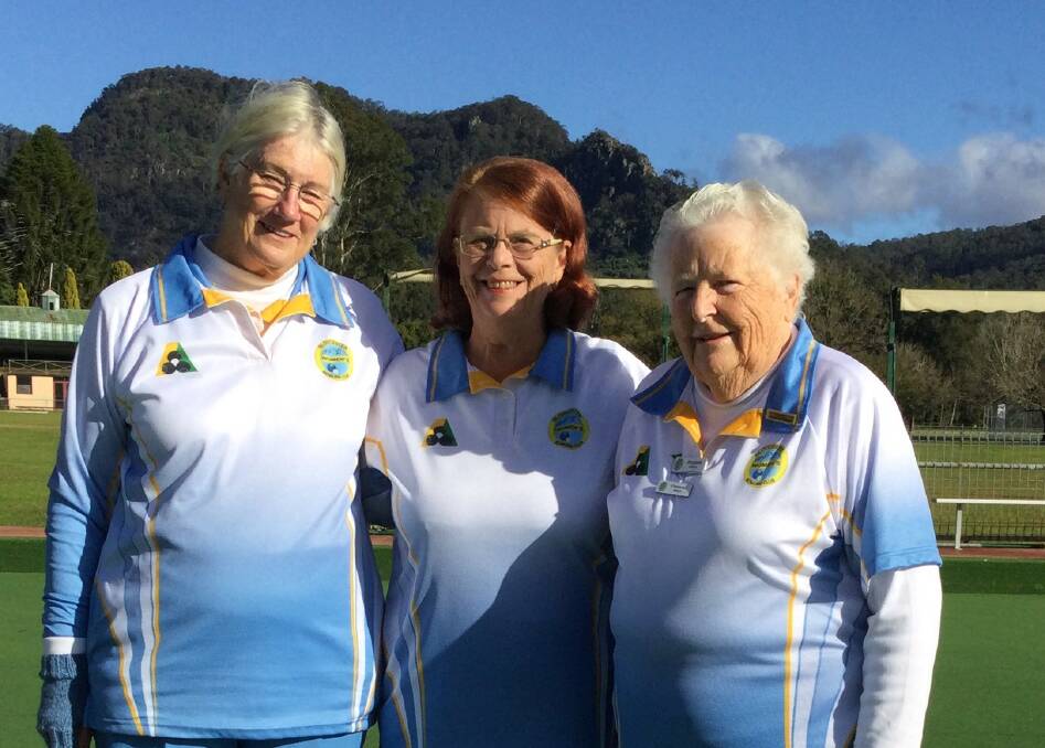 Gloucester Women's Bowling Club's triples champions for 2021 Colleen Atkins, Val Pritchard and Margaret Andrews. Photo suppled