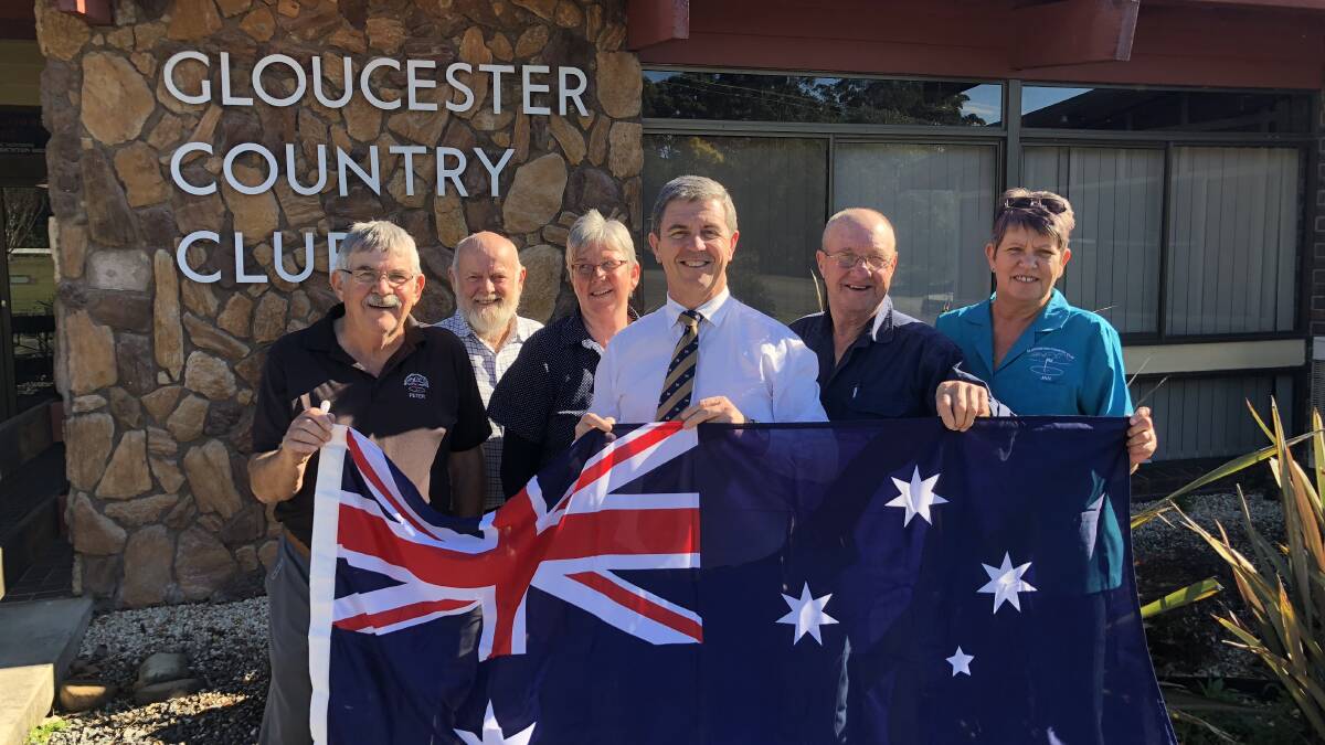 Peter Buettel, Bill Murray, Alison Windeyer, Dr David Gillespie MP, Bill Mansfield and Jan Walton at Gloucester Country Club. Photo supplied