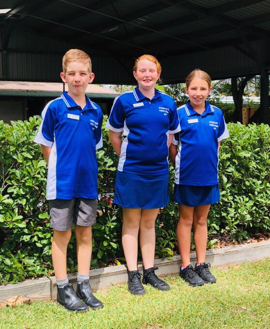 Stroud Road Public School student leaders 2019: Lachlan Warner, Hayley Edwards and Hayley Fisher-Webster. Photo supplied