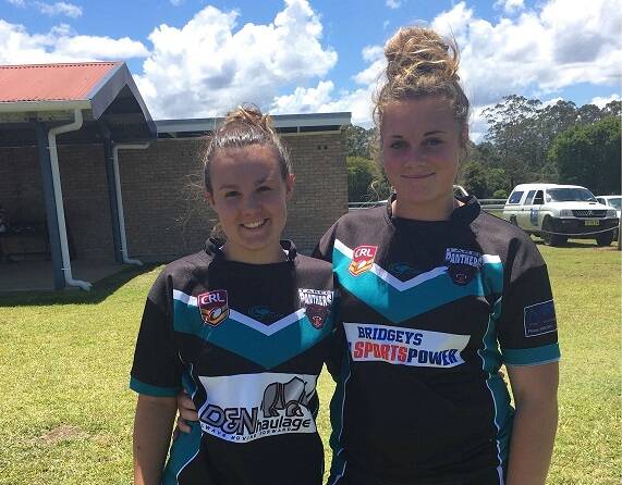 Courtney Whitby and Tayla Predebon in their Taree Panthers uniforms. Photo supplied