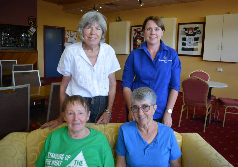 A cool room for you and me: Helen Davidson, Nadine Rayner, Kate Fry and Maureen Magee in the upstairs bar at the Gloucester Soldiers Club. Photo: Anne Keen