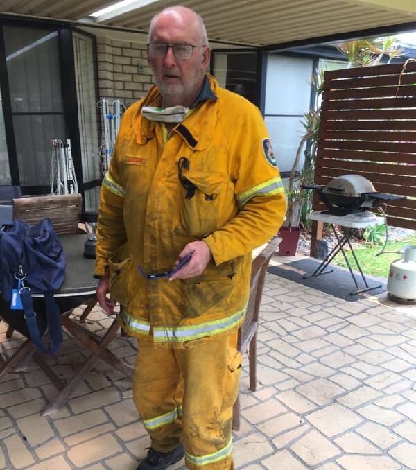 Local Rotary member, Murray Relf after fighting the fires in the Mid Coast region. Photo supplied
