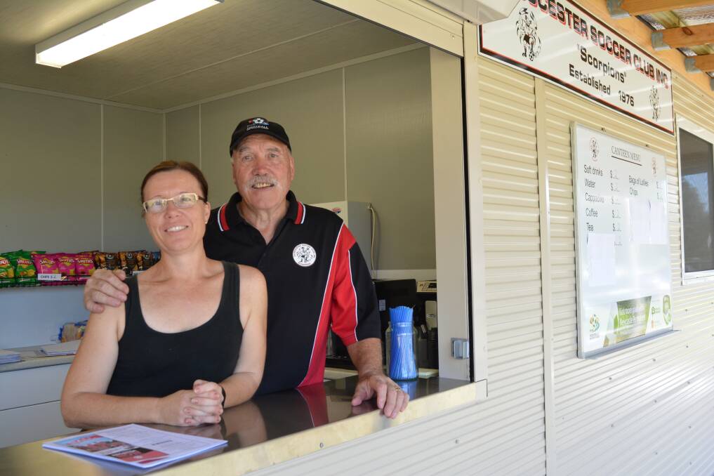 Trudy Schultz and John Hughes prepare the new clubhouse for the official opening in time for the summer 6s. Picture: Anne Keen