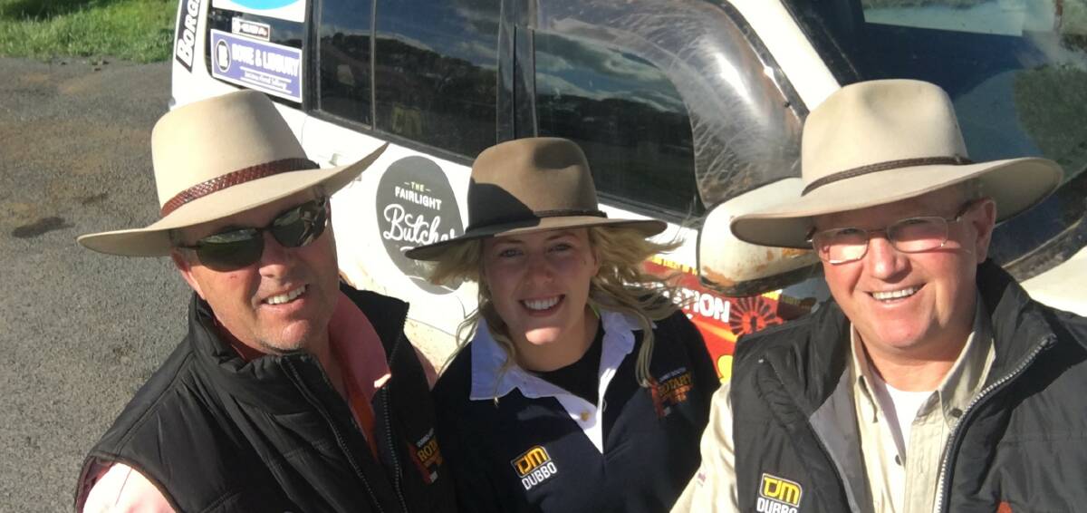 Outback adventure: Jock Wallace, an old schoolmate of Peter's, Peta Wallace and Peter Markey travelled together for eight days in Jock's Pajero. Picture: Supplied