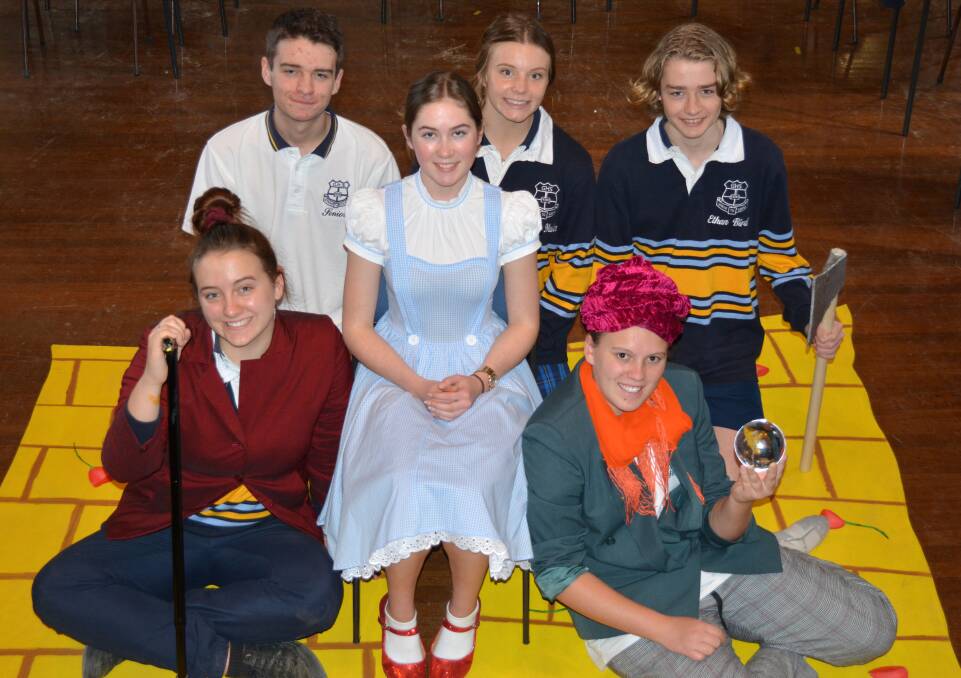 Follow the yellow brick road: Will Bowden, Charlotte Maslen, Ethan Bird, Bella Yates, Anneka Hooke and Bethany Hester are part of 2019 GHS musical cast. Photo Anne Keen
