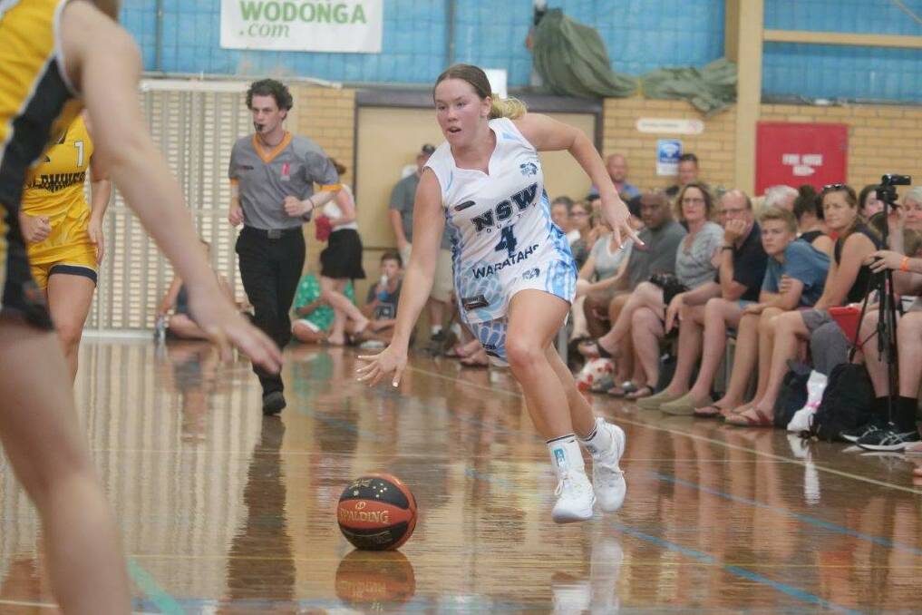 Jess Relf in action on the court playing for NSW in the Basketball NSW Junior Competitions. Photo supplied