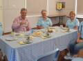 Gloucester CWA members Anne Williamson, Barbara Reichert, Sandy Tebbett and Robyn Scott enjoy morning tea with David Gillespie. Photo Anne Keen 