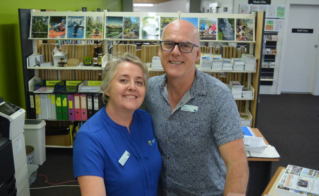 Angela Hutchins and Thomas Davey know that exceptional customer service is a big part of the Gloucester Visitor Information Centre's everyday business. Photo Anne Keen 