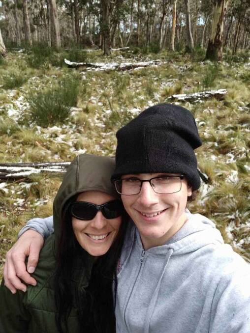 Coralie De Angelis and her eldest son Kyden take a selfie at the snow. Photo supplied.