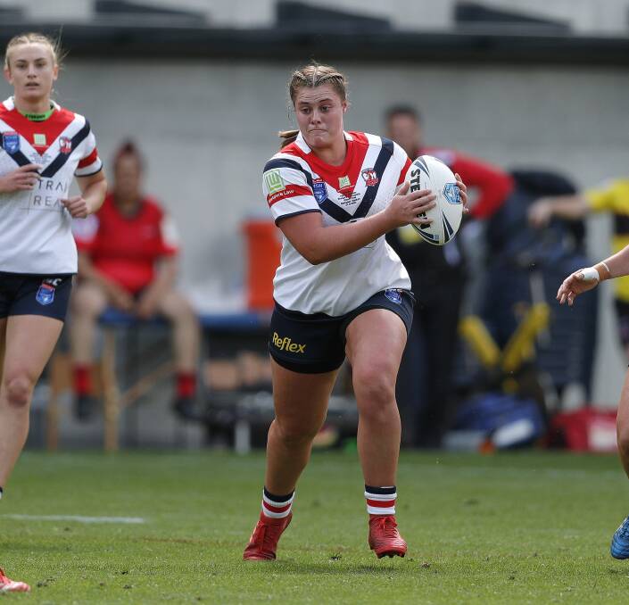 Gloucester's Tayla Predebon sizing up the North Sydney defence in the 2020 women's premiership grand final. Photo Bryden Sharp.