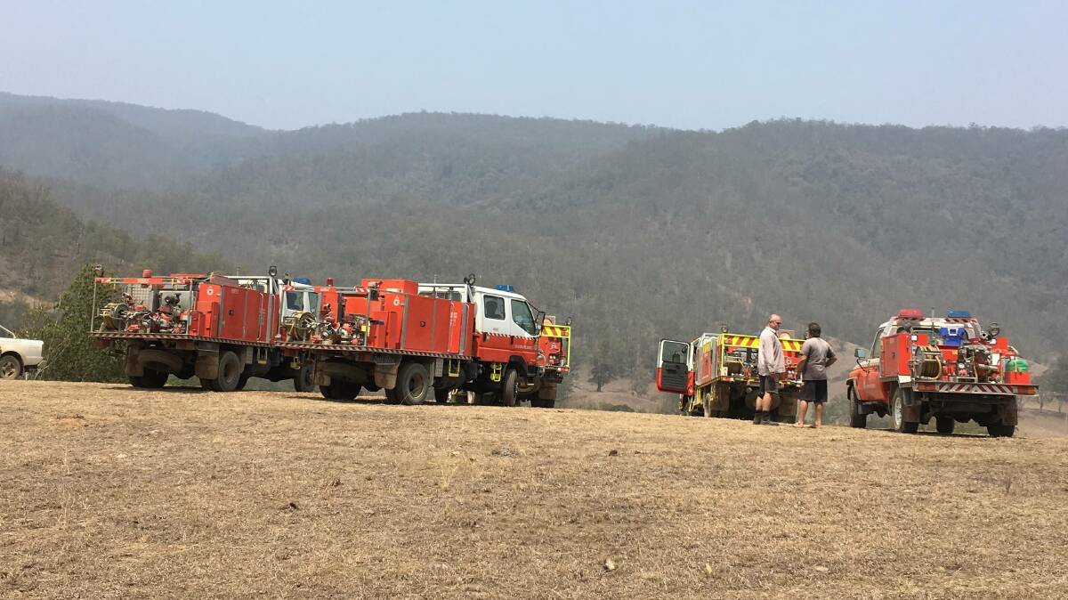 Fire trucks gathered in the area near the Woko fire. Photo Kim Wiesner. 