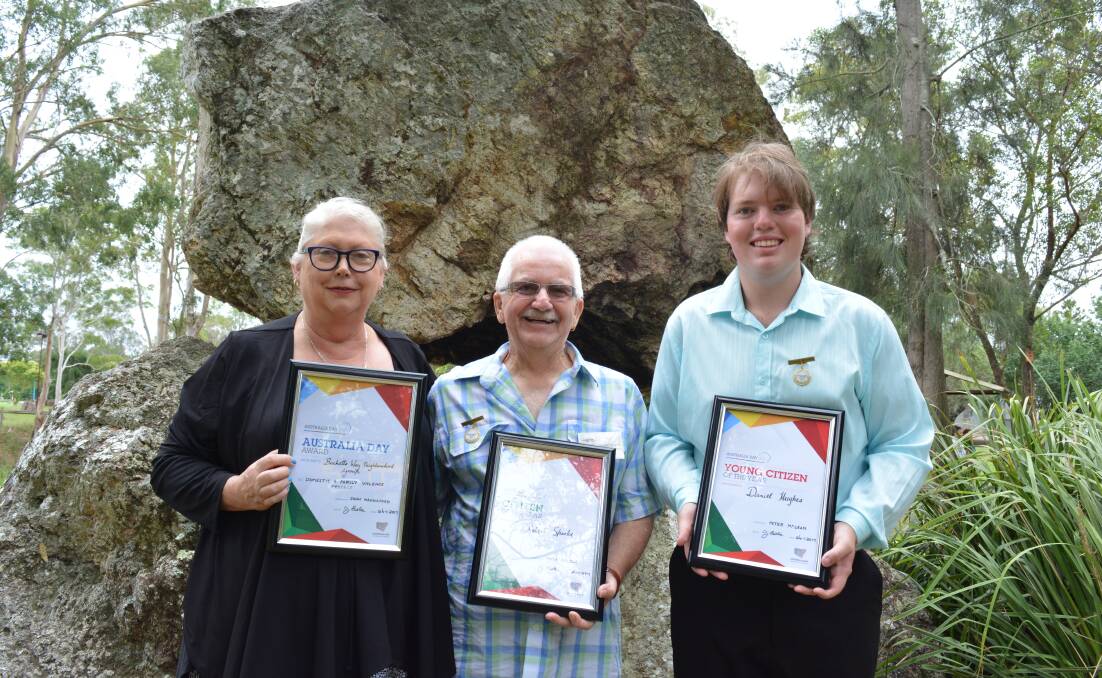 Citizen of the Year 2016 - Robert Sparke (middle); Young Citizen of the Year Daniel Hughes (right); and Project of the Year, Domestic and Family Violence (Kim Wiesner)