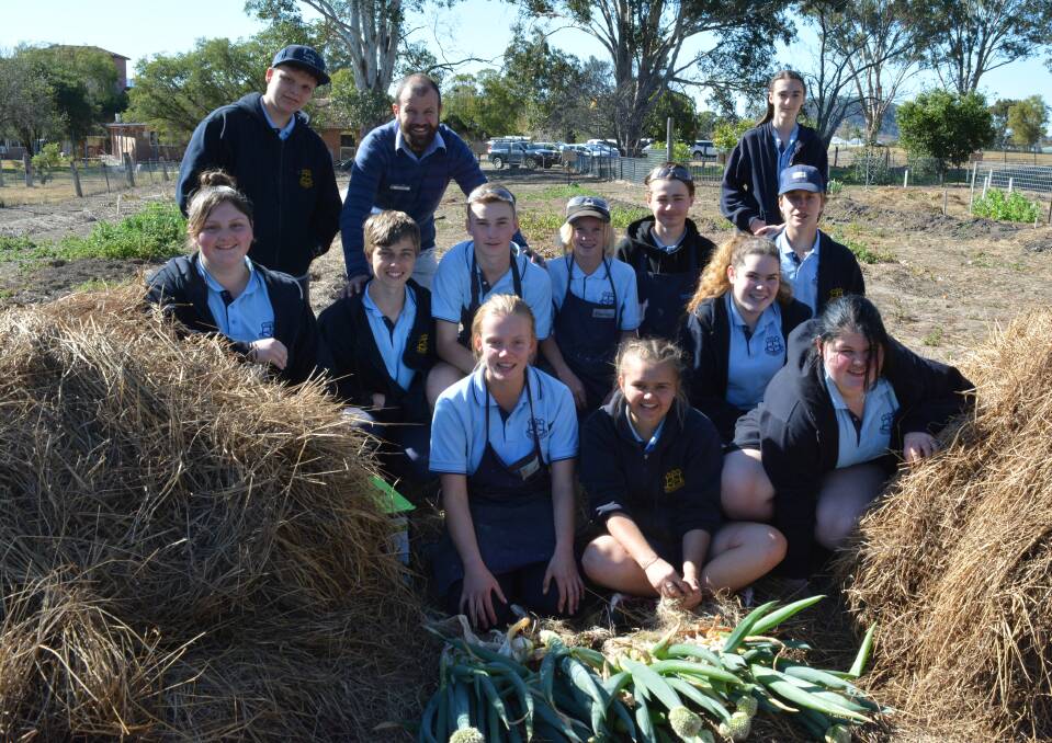 Year eight students and teacher Rob Seale learn the value of recycling food scraps. 