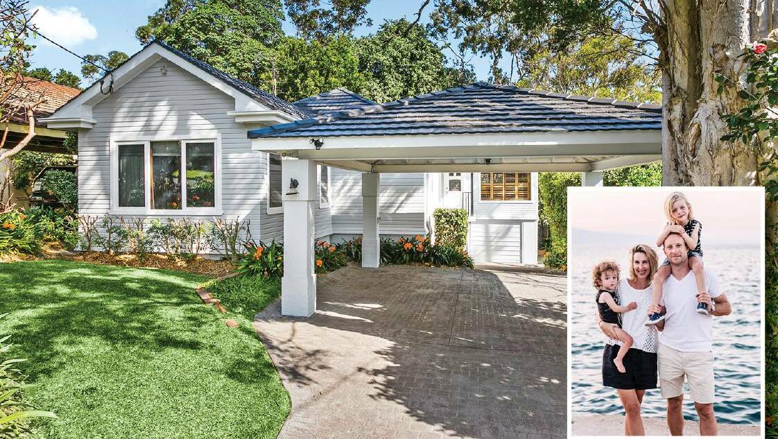 James Koutsoukos and wife Rebecca (pictured inset with sons George and Fredrik) bought a property (pictured) after conducting a FaceTime inspection. Photos: Supplied