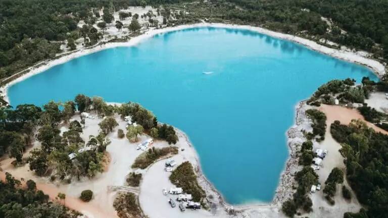 The turquoise blue water of Lake Stockton in Western Australia.