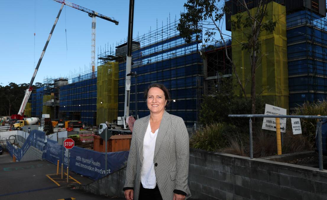 John Hunter Redevelopment Project Director Narelle Bromilow at the construction site. Picture Peter Lorimer.