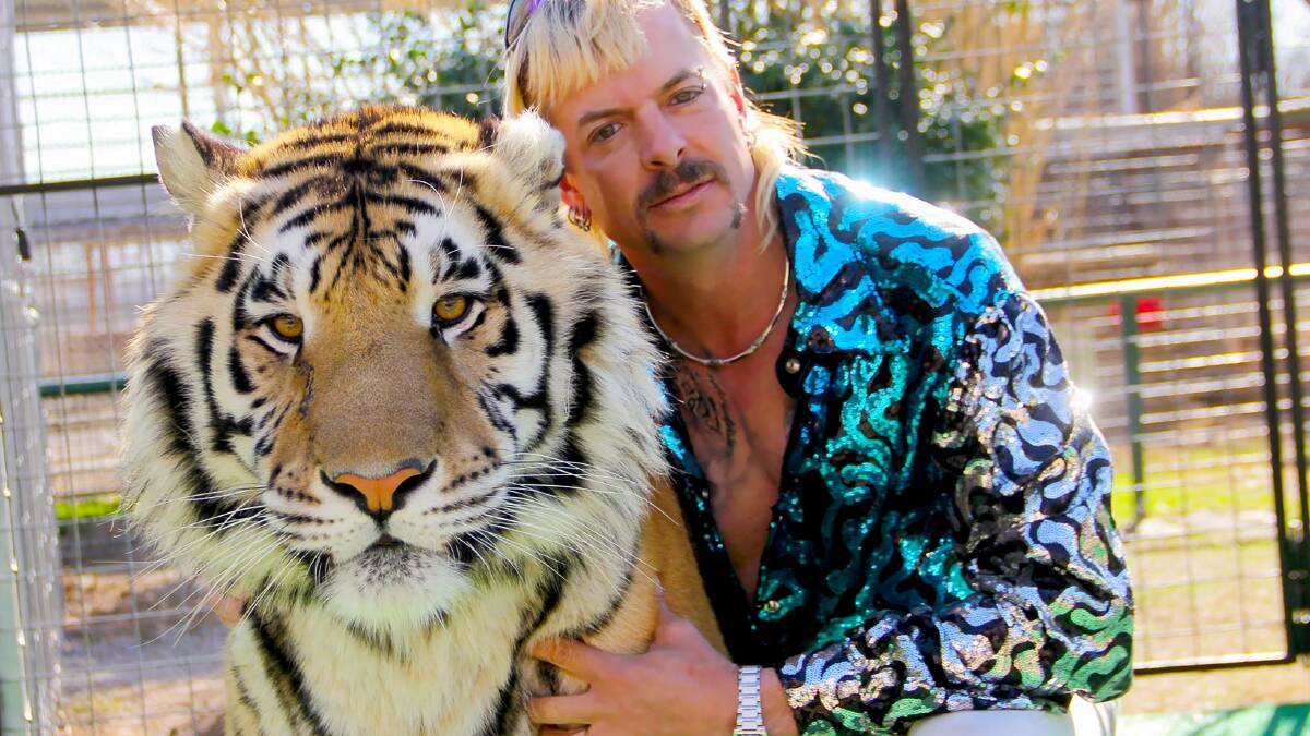 Joe Exotic tells all from prison where he's doing time for conspiring to kill fellow animal rescue advocate Carole Baskin. Picture: Netflix