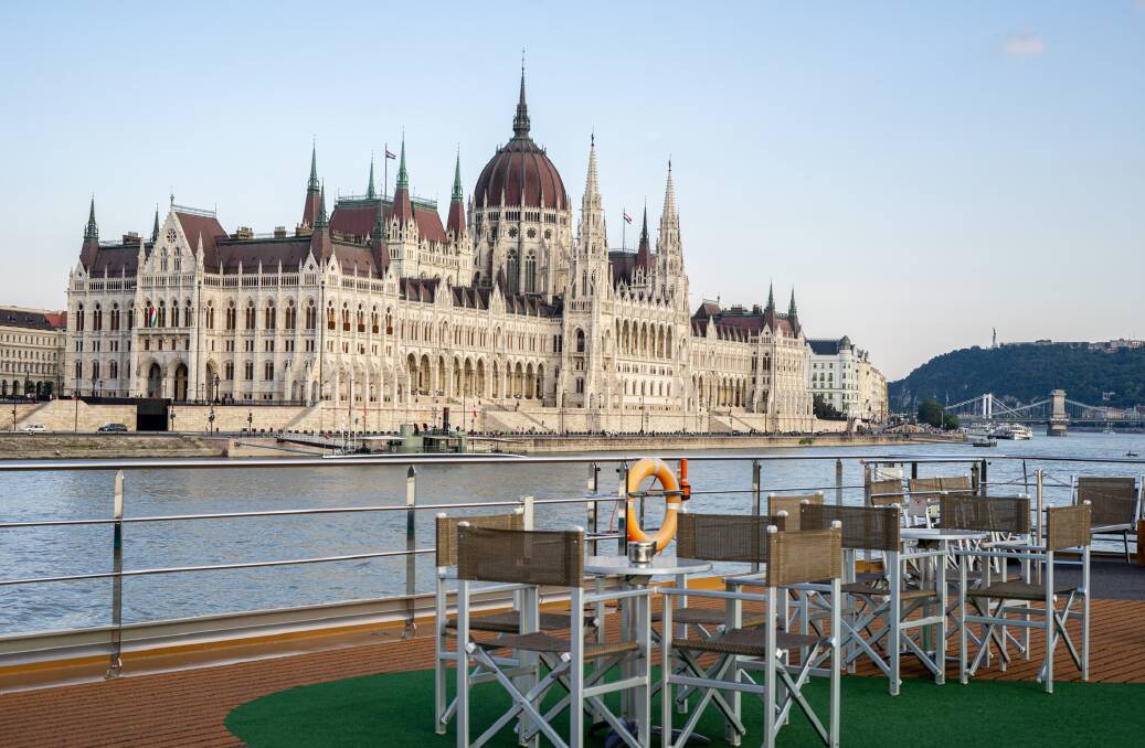 Sailing past the Hungarian Parliament in Budapest.
