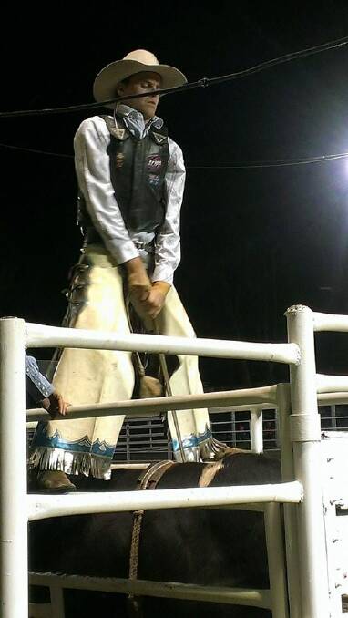 Local bull rider Braedyn Cameron getting ready for a ride.