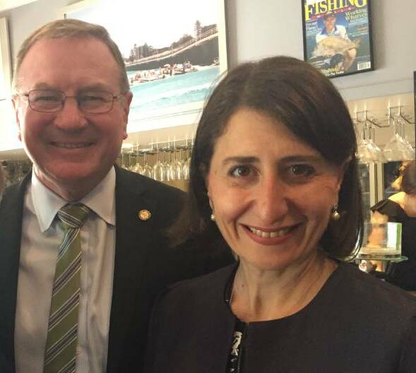 Premier Gladys Berejiklian with Myall Lakes MP Stephen Bromhead during a visit to the electorate in October 2017.