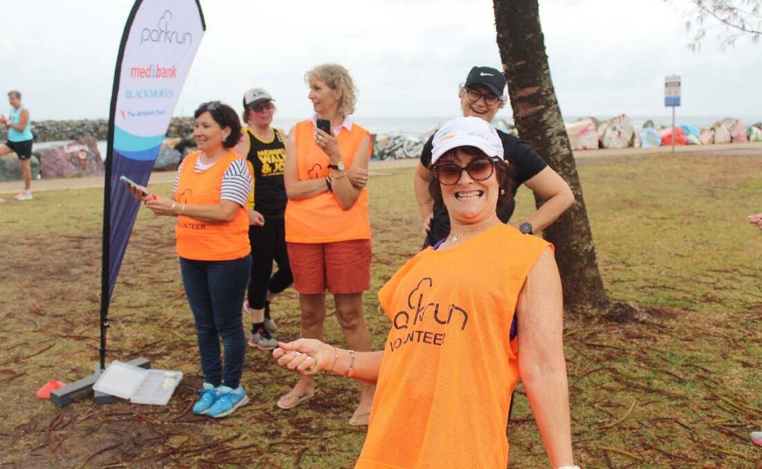 When she's not running, Trish Davis is volunteering at the start and finish lines.