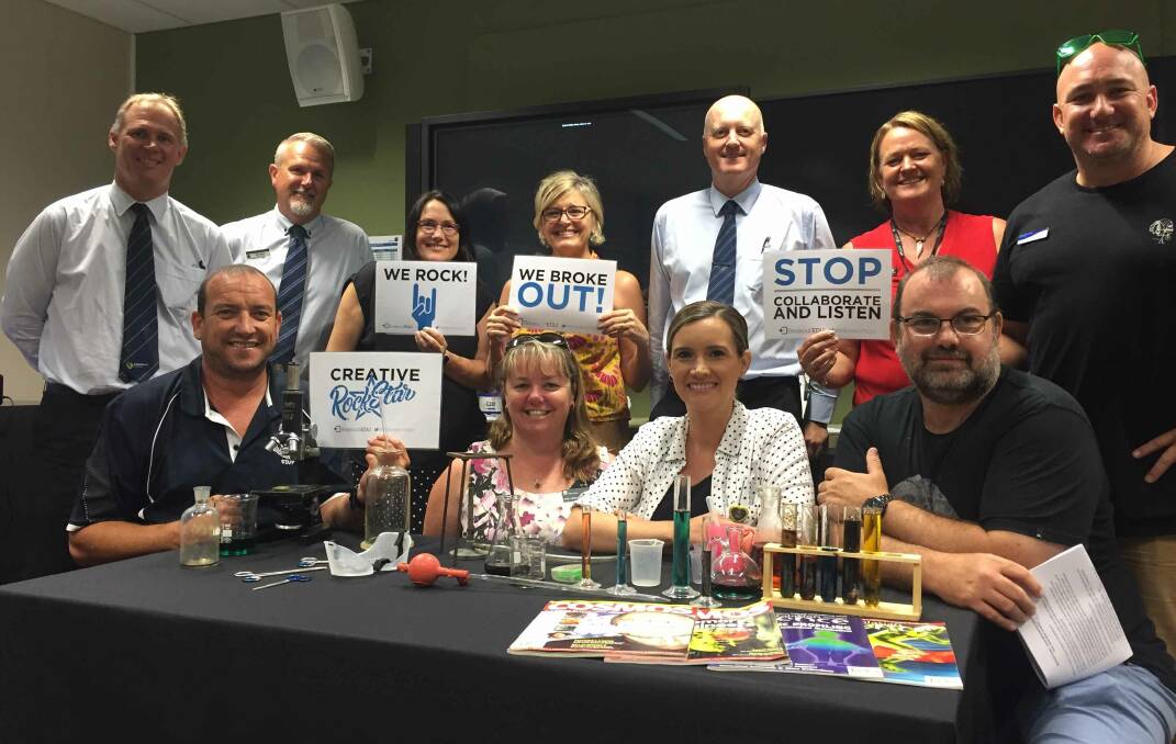 Escaped teachers: Deputy principals from Buladelah, Gloucester, Forster Tuncurry, Wingham, Taree, Chatham and Old Bar, with Natasha Hawkins and Kerry Wisely from University of Newcastle Dept of Rural Health. Photo: Julia Driscoll
