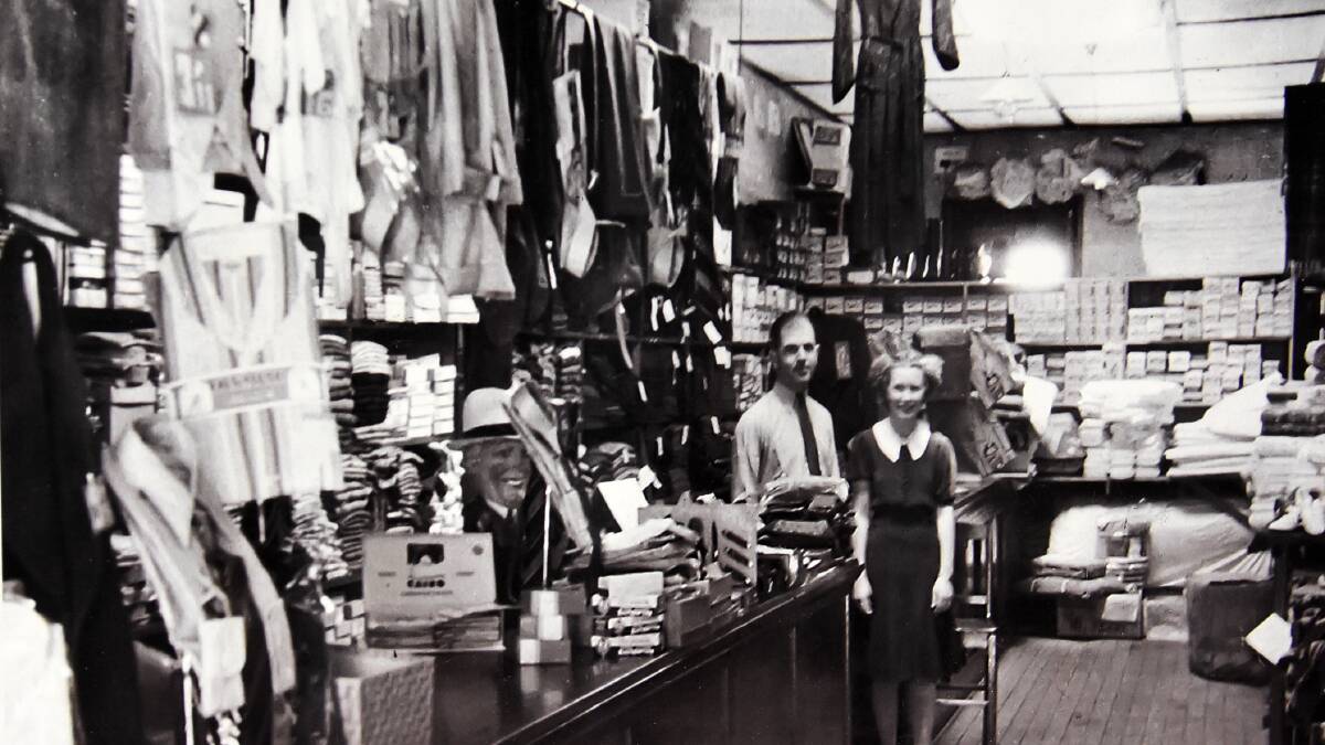 1939: Nicholas Dan in his first Manning Street shop with a young (unknown) shop assistant. Photo: supplied